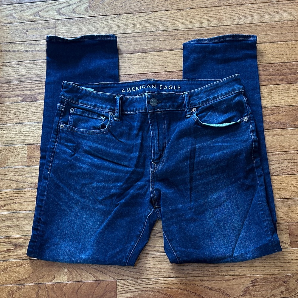 American Eagle Outfitters Men's Dark Blue Skinny Jeans
